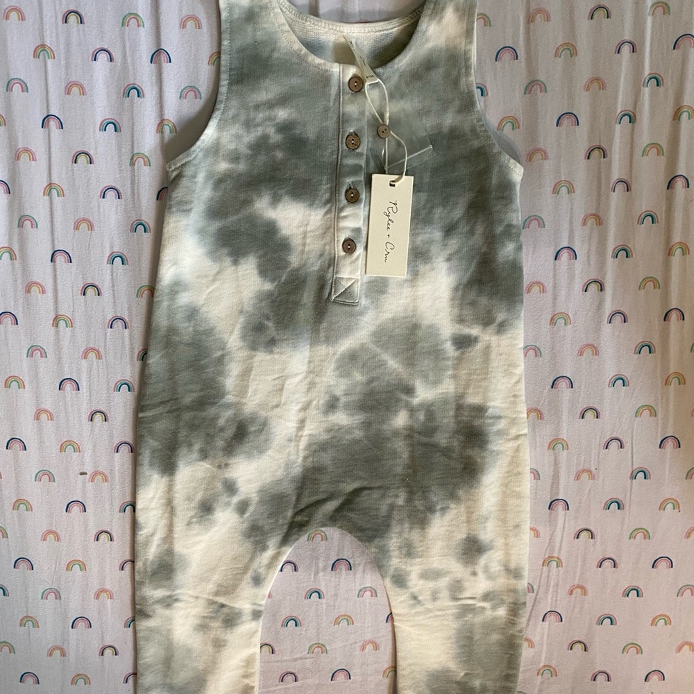 Rylee + Cru aqua tie dye jumpsuit. Size 6-12 months. Never worn, with tags.